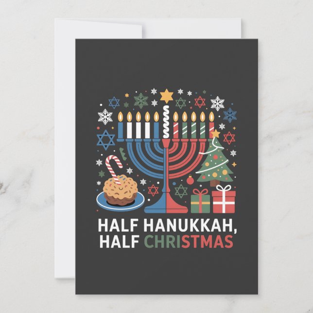 Convite Meio Natal Half Hanukkah Christmukkah Funny (Frente)