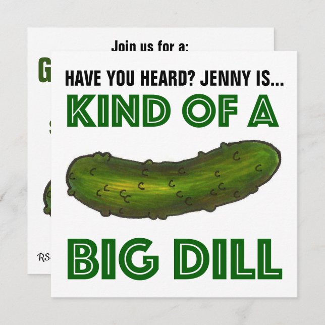 Convite Meio que uma Graduação de Pickle Verde Grande Dill (Frente/Verso)