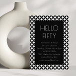 Convite Meio século branco preto moderno 50º Festa de aniv<br><div class="desc">Meio século branco preto moderno 50º Convite de aniversário</div>