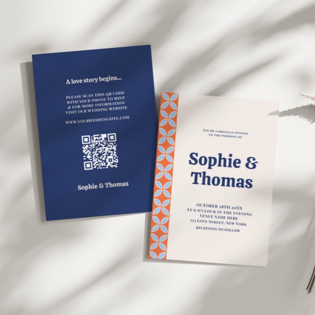 Convite Meio século Retro Wedding (Retro Mid Century Wedding Invitation)