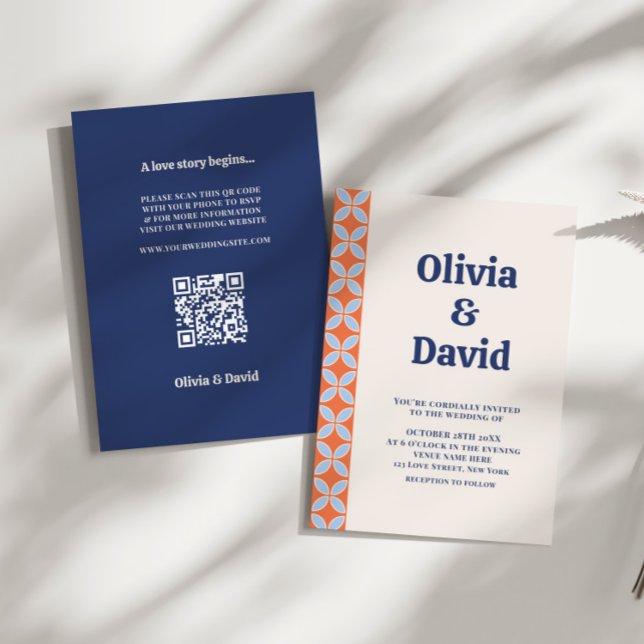 Convite Meio século Retro Wedding (Budget Retro Mid Century Modern Wedding Invitation)