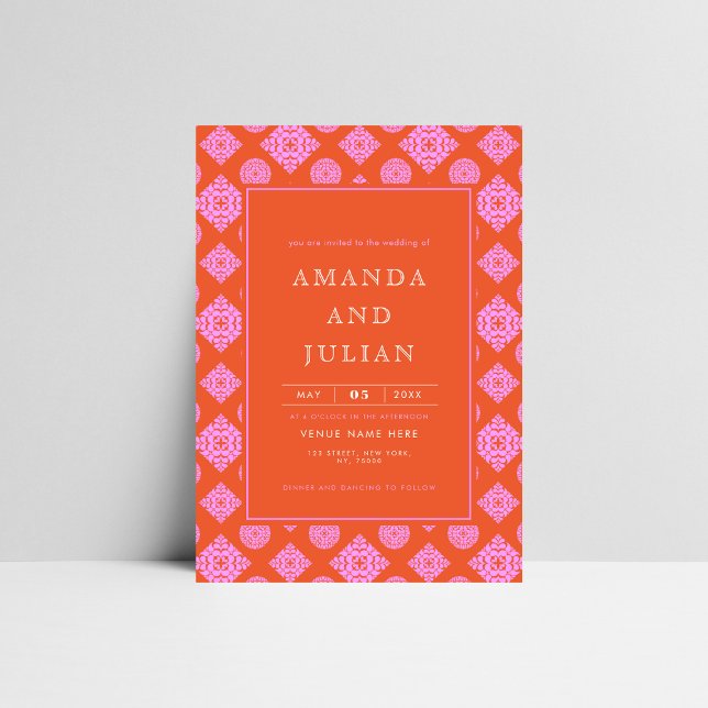 Convite Meio século Rosa e Vermelho Moderno Tudo em Um Cas (Criador carregado)