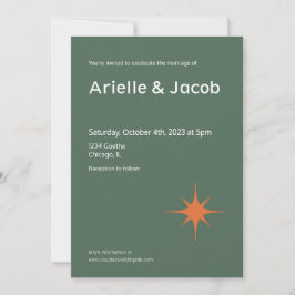 Convite Meio século Verde-Azeite, Ferrugem e Rosa Moderno