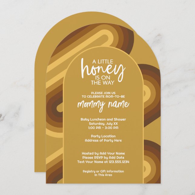 Convite Mel pequeno no caminho Chá de fraldas de faixas re (Frente/Verso)