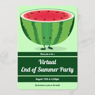 Convite Melancia Branca Verde do Partido Virtual Final do
