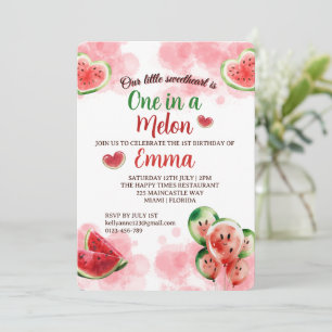 Convite Melancia Primeiro Aniversário Um em um Melão 1º An