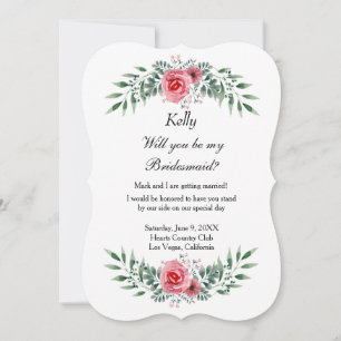 Convite Melancia Rosa Rosa Rosa Cinza Foliage Bridesmaid