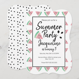 Convite Melancia Slices e Sementes Fruta de Verão Anivers