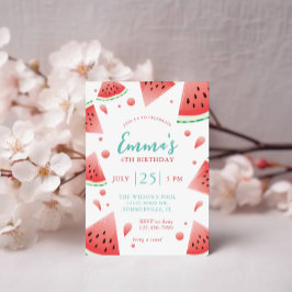 Convite Melancia Splash Festa de aniversário de Verão