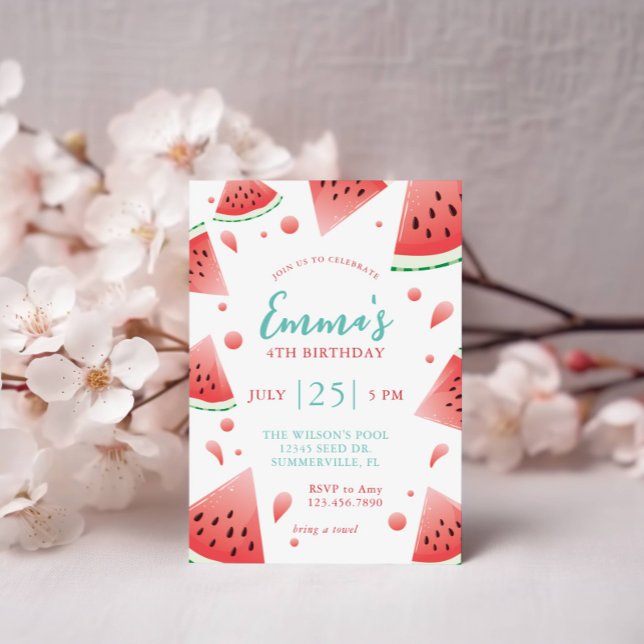 Convite Melancia Splash Festa de aniversário de Verão (Criador carregado)