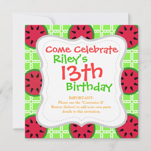 Convite Melancias piquenique de verão brilhantes nas praça (Frente)
