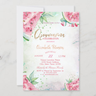 Convite Melanera Tropical Summer Quinceanera