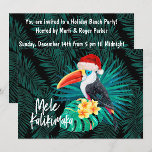 Convite Mele Kalikimaka Pássaros da Selva Tropical