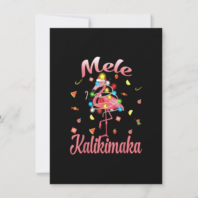 Convite Mele Kalikimaka Tropical Hawaiai Flamin (Frente)