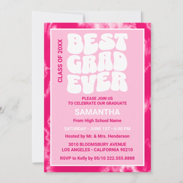Convite Melhor Formando de Festa de formatura Tinta Rosa (Frente)