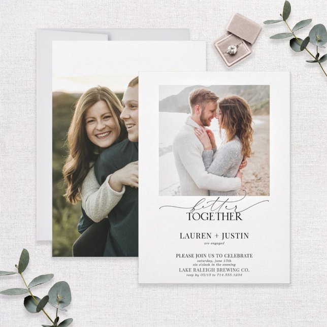 Convite Melhor Junto com a Festa de noivado de Foto Modern (Criador carregado)