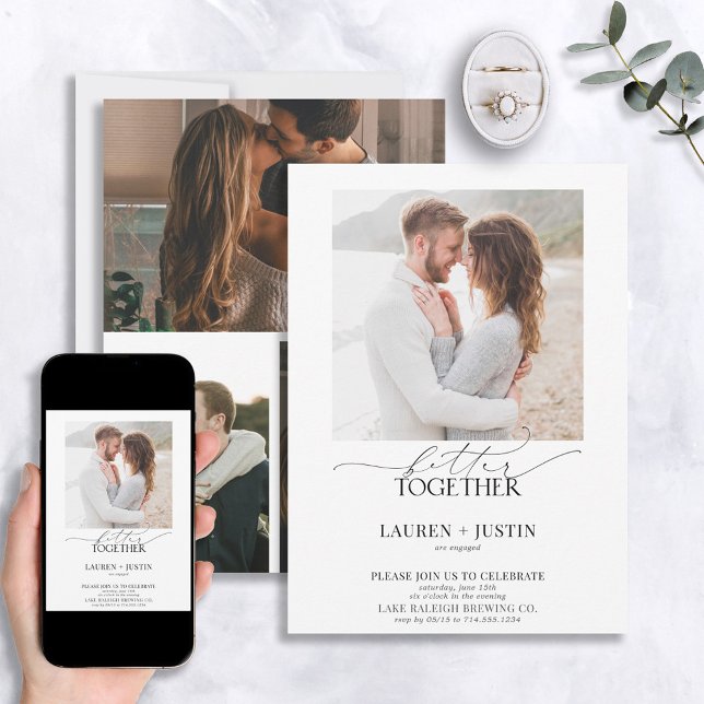 Convite Melhor Junto com a Festa de noivado de Fotografias (Criador carregado)