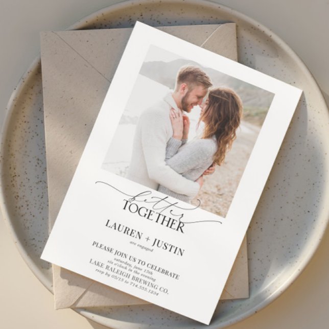 Convite Melhor Junto com a Festa de noivado de fotos moder (Criador carregado)