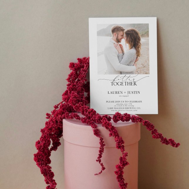 Convite Melhor Junto Noivado de Código QR de Foto Moderno  (Engaged & Excited! Join Us for the Party 🥂💍 [Personalize Here])