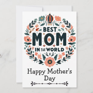 Convite Melhor Mãe do Mundo Coroa Floral - Dia das Mães