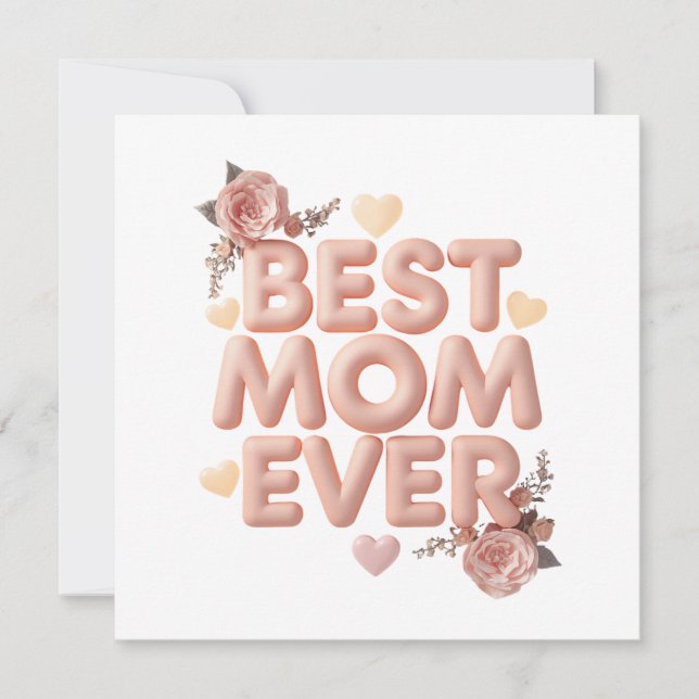 Convite Melhor Mãe do Mundo Design Floral 3D | Presente pa (Frente)