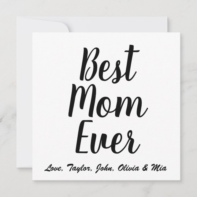 Convite Melhor mãe - na moda de script personalizado preto (Frente)