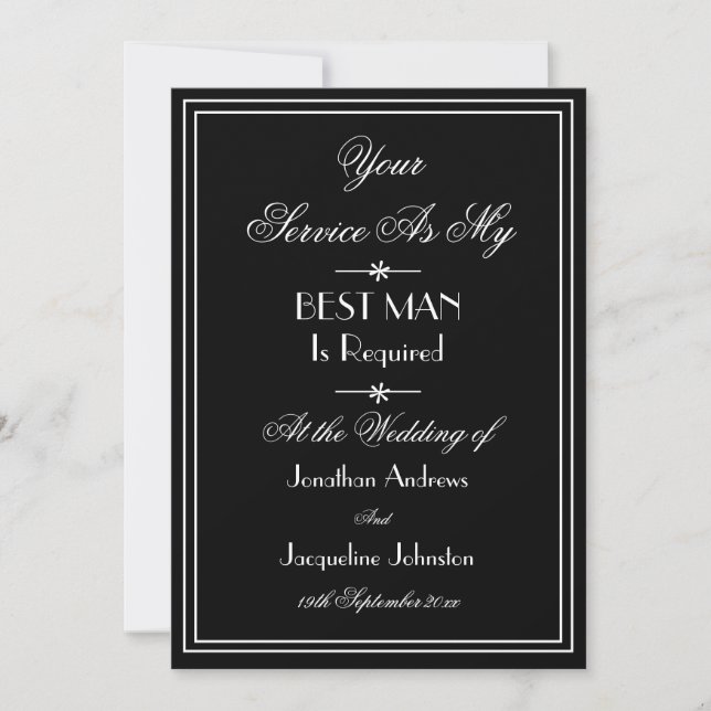 Convite Melhor Proposta de Casamento de Script Chic Elegan (Frente)