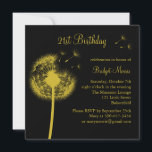 Convite Melhores Desejos! Amarelo<br><div class="desc">Um dandelion frágil e delicado decora este convite de aniversário. Ele pode ser facilmente personalizado para qualquer idade. Ele é mostrado no papel básico; no entanto,  recomendo o shimmer do papel de champanhe metálico.</div>