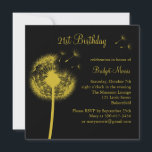 Convite Melhores Desejos! Amarelo<br><div class="desc">Um dandelion frágil e delicado decora este convite de aniversário. Ele pode ser facilmente personalizado para qualquer idade. Ele é mostrado no papel básico; no entanto,  recomendo o shimmer do papel de champanhe metálico.</div>