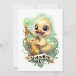 Convite Melodias do Éire" Kawaii Duck Jogando Harp I