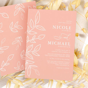 Convite Melon Pink Minimalista Elegante Deixa Casamento
