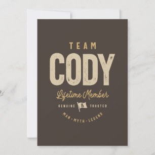 Convite Membro Vitalício da Equipe Cody Nome Personalizado
