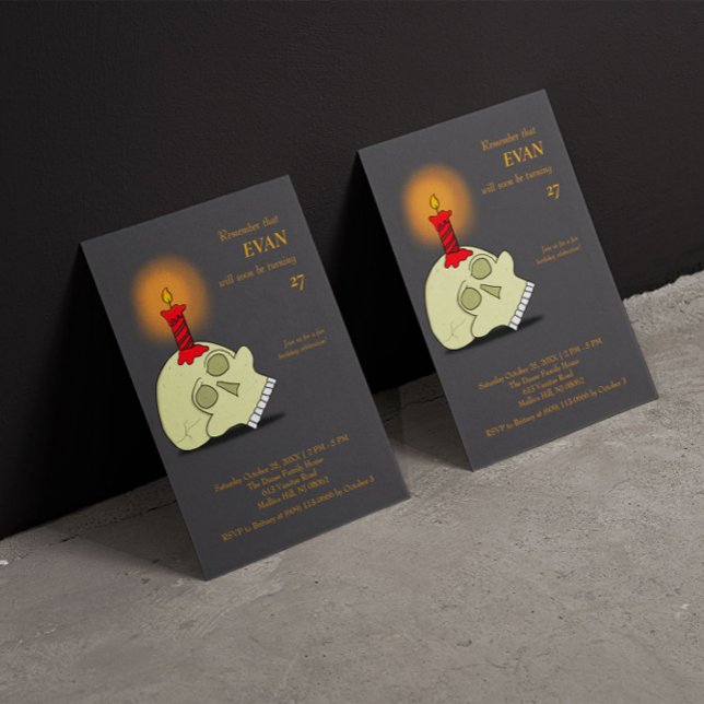 Convite Memento Mori Halloween Aniversário (Criador carregado)