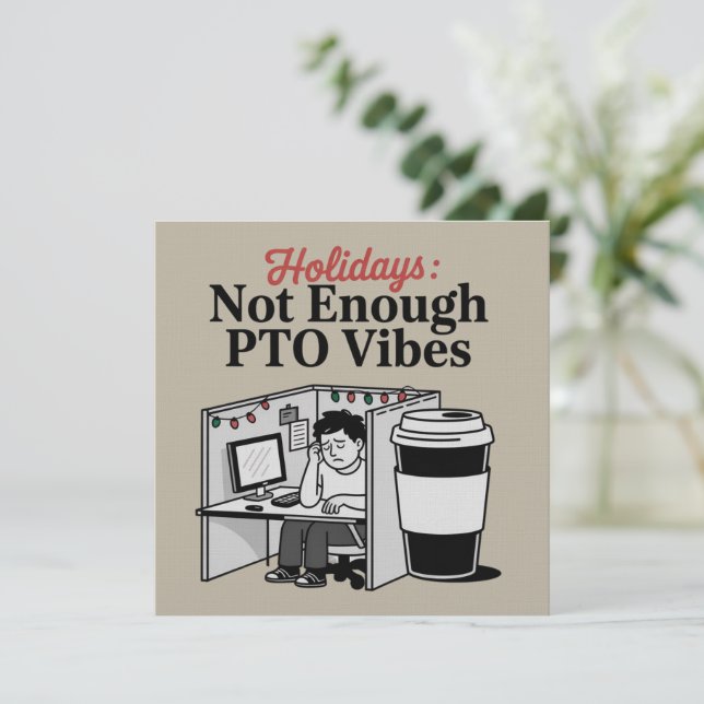 Convite Memes Divertidos de Férias no Escritório Café PTO  (Em pé/Frente)