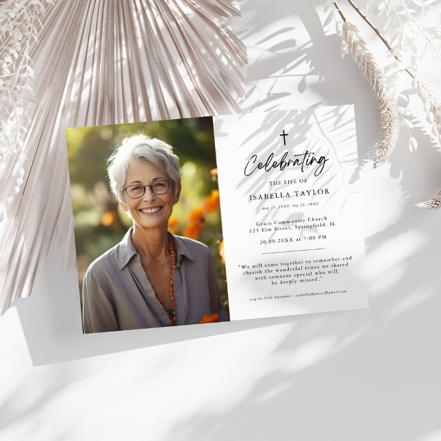 Convite Memorial Christian Religerian Cruz Foto Funeral (Criador carregado)