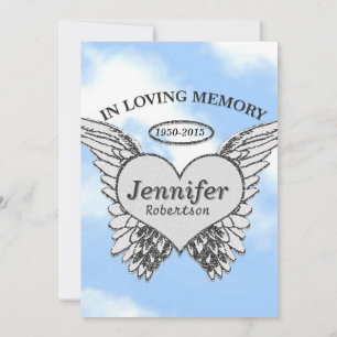 Convite Memorial com Angel Wings e Heart
