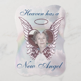 Convite Memorial com Angel Wings e Heart