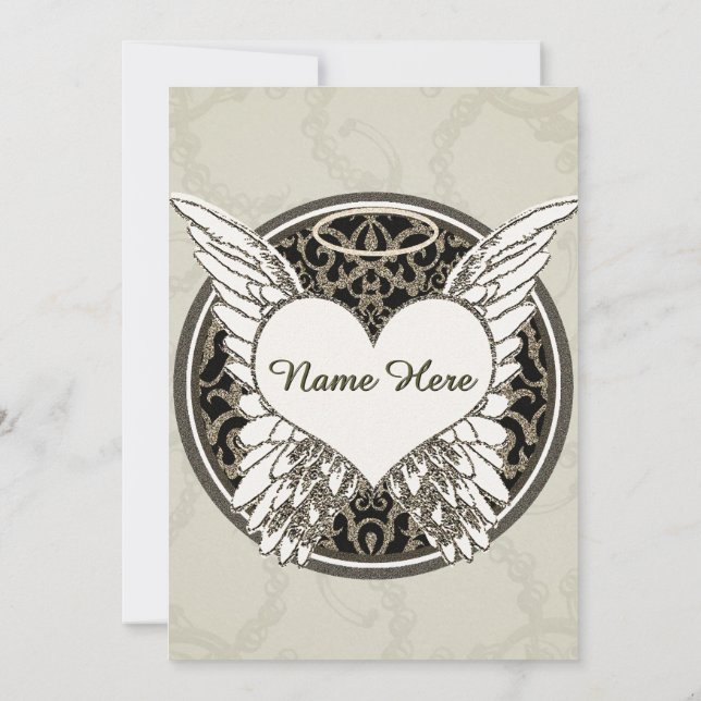 Convite Memorial com asas e coração do anjo (Verso)