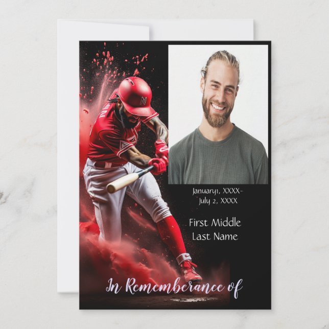 Convite Memorial Convidar Jogador de Softball Baseball (Frente)