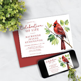 Convite Memorial da Celebração de Aves Vermelhas Cardeal