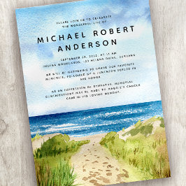 Convite Memorial da Vida do Homenagem do Oceano de Praia