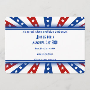 Convite Memorial Day estrelado da explosão da bandeira