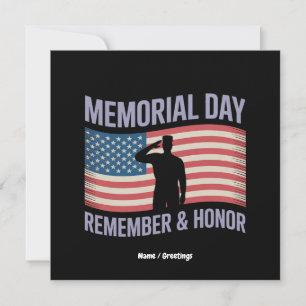 Convite Memorial Day Lembre-se & Honrar Patriotic USA Flag