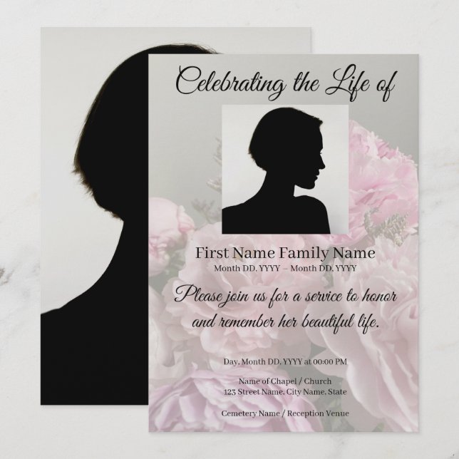 Convite memorial de flor (Frente/Verso)