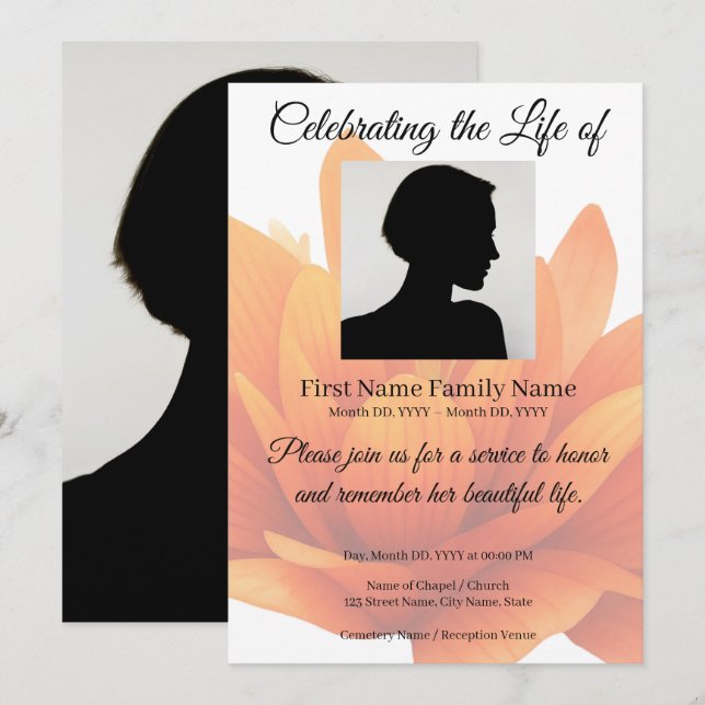 Convite memorial de flor (Frente/Verso)
