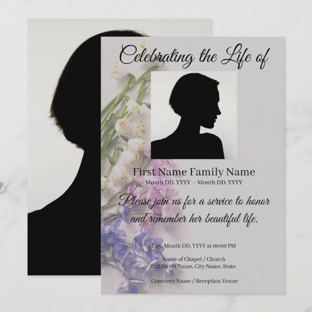 Convite memorial de flor (Frente/Verso)