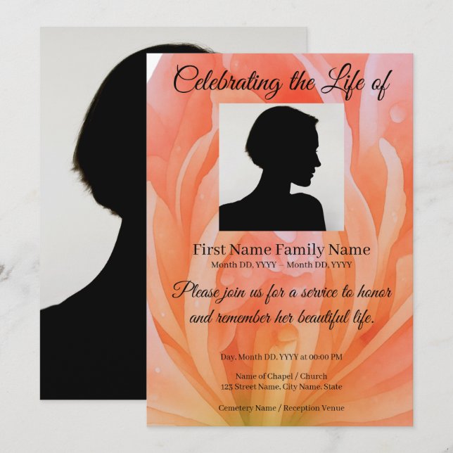 Convite memorial de flor (Frente/Verso)