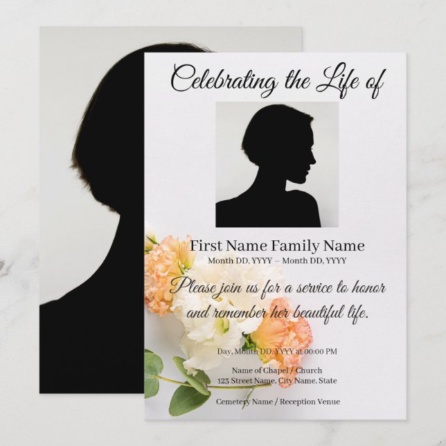 Convite memorial de flor (Frente/Verso)