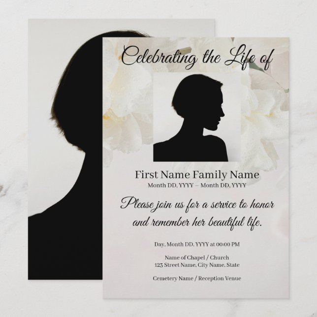Convite memorial de flor (Frente/Verso)