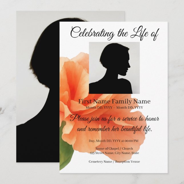 Convite memorial de flor (Frente/Verso)